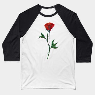 Red Rose With Dripping Ink Baseball T-Shirt